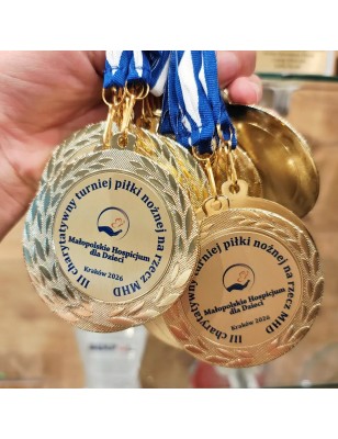 Medal z laurem 7cm z nadrukiem i szarfą