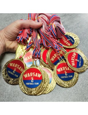 Medal z laurem 7cm z nadrukiem i szarfą