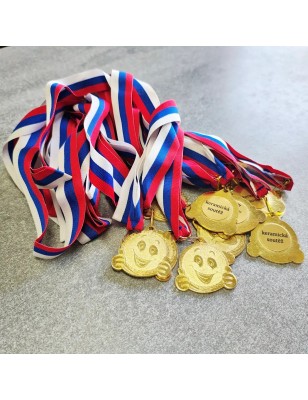 Medal uśmiechnięta buźka 5cm z szarfą i personalizacją