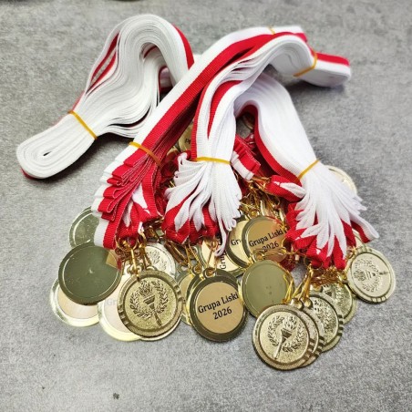 Medal uniwersalny dla dzieci z laurem z szarfą i wklejką