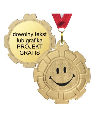 Medal słoneczko do szkoły i przedszkola 5cm z grawerem i szarfą
