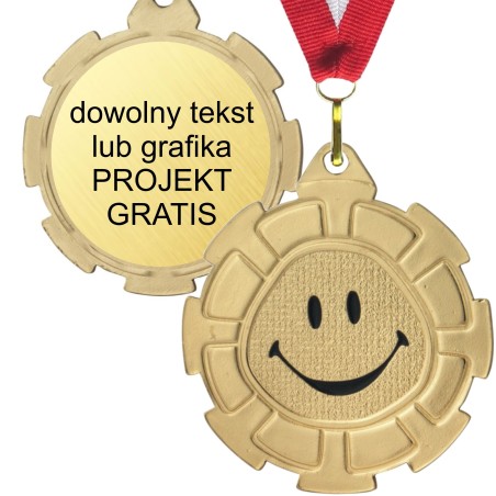 Medal słoneczko do szkoły i przedszkola 5cm z grawerem i szarfą