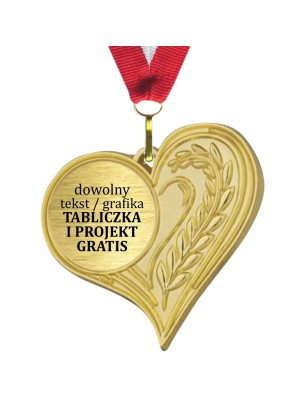 Medal serce 5cm na turniej festyn Dzień Dziecka z grawerem i szarfą