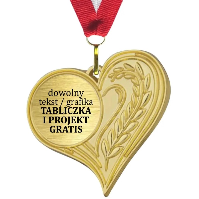 Medal serce 5cm na turniej festyn Dzień Dziecka z grawerem i szarfą Medal serce 5cm na turniej festyn Dzień Dziecka z grawerem i szarfą