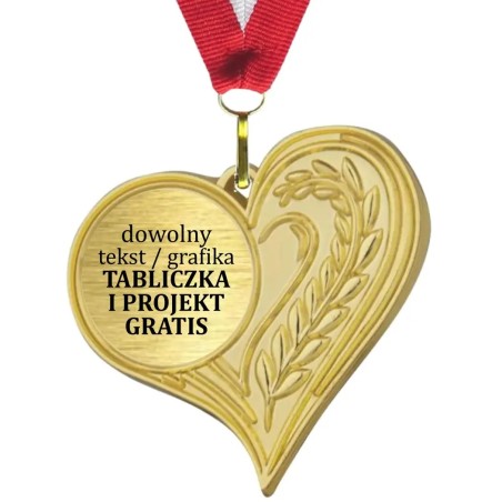 Medal serce 5cm na turniej festyn Dzień Dziecka z grawerem i szarfą