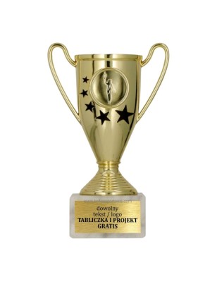 Puchar sportowy 9039 w kolorach podium z gwiazdami