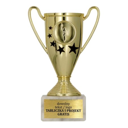 Puchar sportowy 9039 w kolorach podium z gwiazdami
