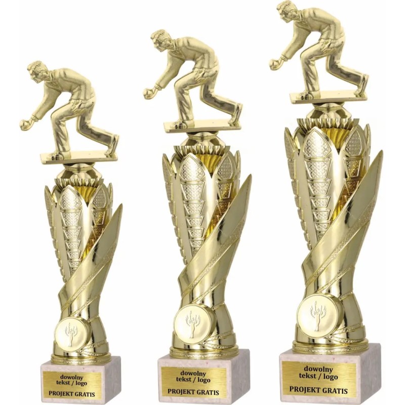 Zestaw pucharów S630 z figurką PETANQUE Petanka 33-30-27 cm A88