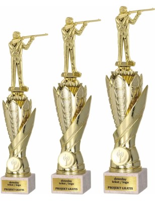 Zestaw pucharów S630 z figurką STRZELECTWO Broń długa 36-33-30 cm A93
