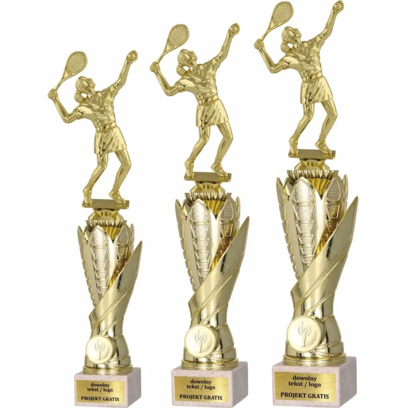 Zestaw pucharów S630 z figurką TENIS ZIEMNY Kobiet 40-37-34 cm A132 Zestaw pucharów S630 z figurką TENIS ZIEMNY Kobiet 40-37-34 cm A132