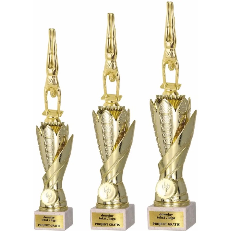 Zestaw pucharów S630 z figurką GIMNASTYKA 39-36-33 cm A48 Zestaw pucharów S630 z figurką GIMNASTYKA 39-36-33 cm A48