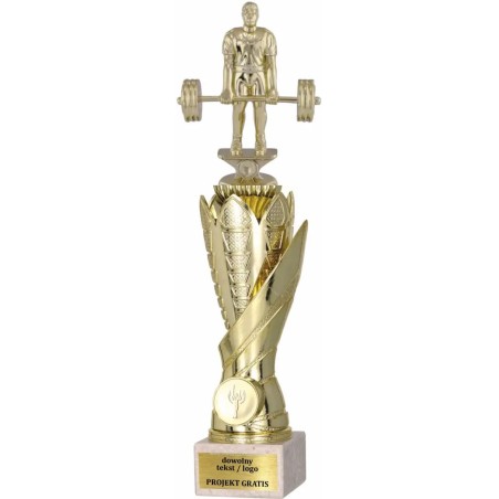 Zestaw pucharów S630 z figurką PODNOSZENIE CIĘŻARÓW 36-33-30 cm A58