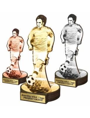 Zestaw statuetek złoto/srebro/brąz PIŁKA NOŻNA 30-25-22cm