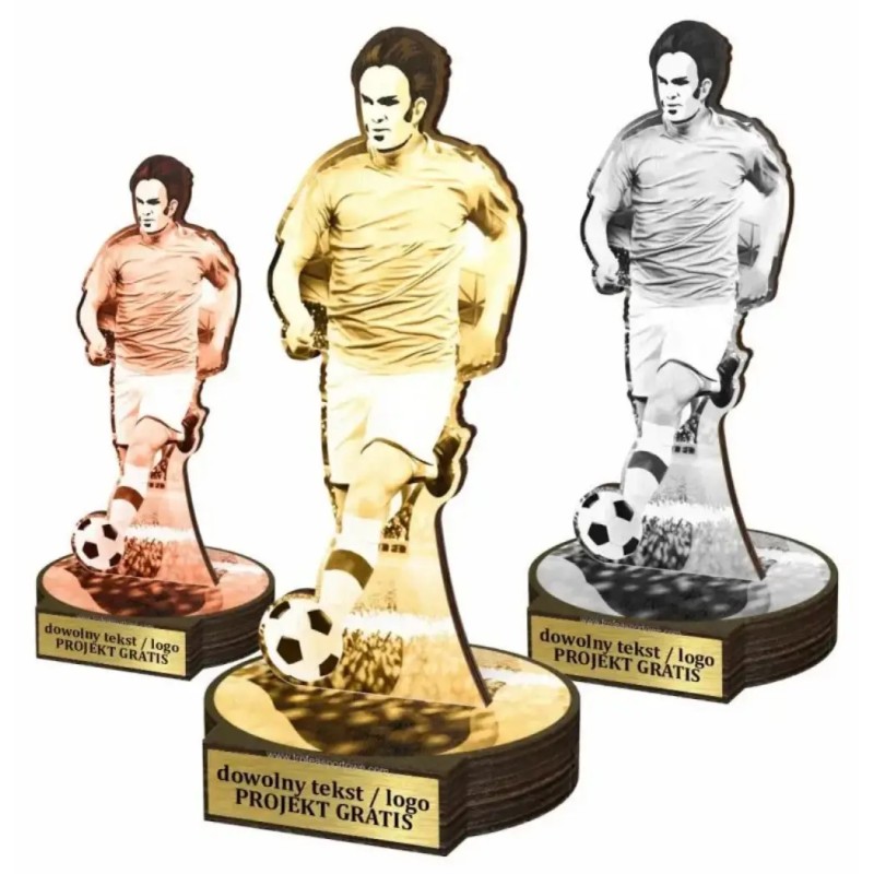 Zestaw statuetek złoto/srebro/brąz PIŁKA NOŻNA 30-25-22cm Zestaw statuetek złoto/srebro/brąz PIŁKA NOŻNA 30-25-22cm