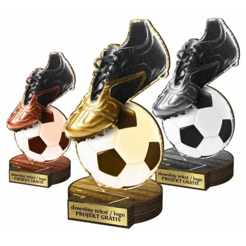 Zestaw statuetek złoto/srebro/brąz PIŁKA NOŻNA 30-25-22cm Zestaw statuetek złoto/srebro/brąz PIŁKA NOŻNA 30-25-22cm