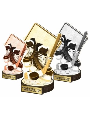 Zestaw statuetek złoto/srebro/brąz HOKEJ 30-25-22cm