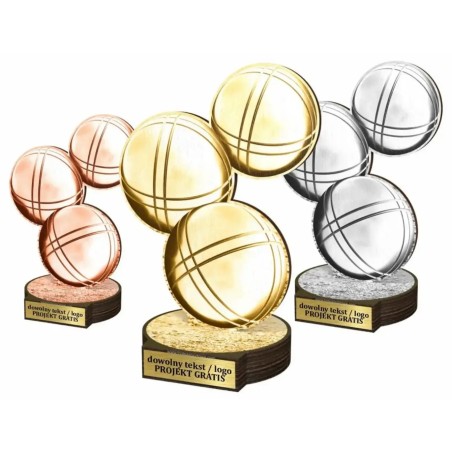 Zestaw statuetek złoto/srebro/brąz BULE Pétanque 30-25-22cm