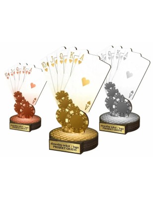 Zestaw statuetek złoto/srebro/brąz GRY KARCIANE 30-25-22cm