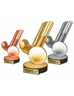 Zestaw statuetek złoto/srebro/brąz HOKEJ NA TRAWIE 30-25-22cm