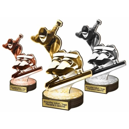 Zestaw statuetek złoto/srebro/brąz ŁYŻWIARSTWO Szybkie 30-25-22cm