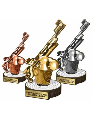 Zestaw statuetek złoto/srebro/brąz STRZELECTWO Precyzyjne 30-25-22cm