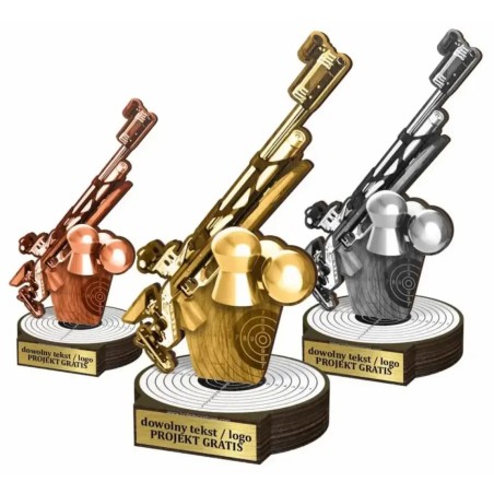 Zestaw statuetek złoto/srebro/brąz STRZELECTWO Precyzyjne 30-25-22cm