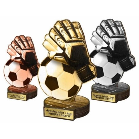Zestaw statuetek złoto/srebro/brąz PIŁKA NOŻNA Bramkarz 30-25-22cm