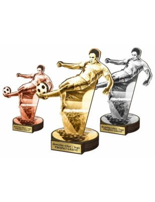 Zestaw statuetek złoto/srebro/brąz PIŁKA NOŻNA Strzelec 30-25-22cm