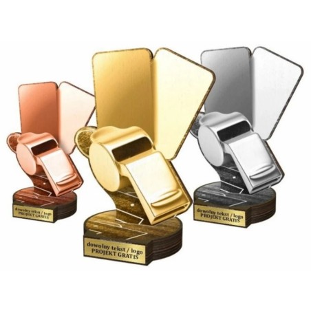 Zestaw statuetek złoto/srebro/brąz PIŁKA NOŻNA Sędzia 30-25-22cm