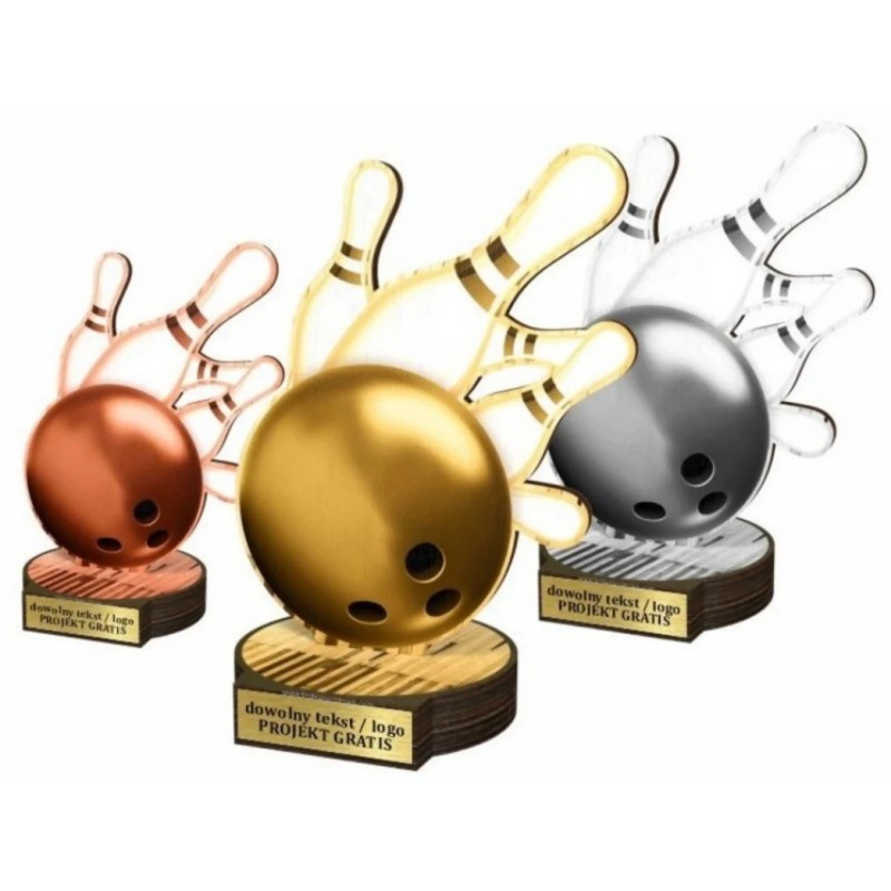 Zestaw statuetek złoto/srebro/brąz BOWLING Kręgle 30-25-22cm Zestaw statuetek złoto/srebro/brąz BOWLING Kręgle 30-25-22cm