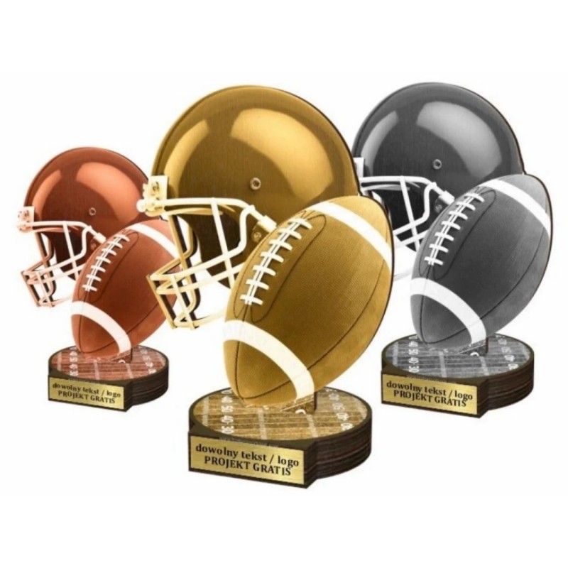Zestaw statuetek złoto/srebro/brąz FUTBOL AMERYKAŃSKI 30-25-22cm