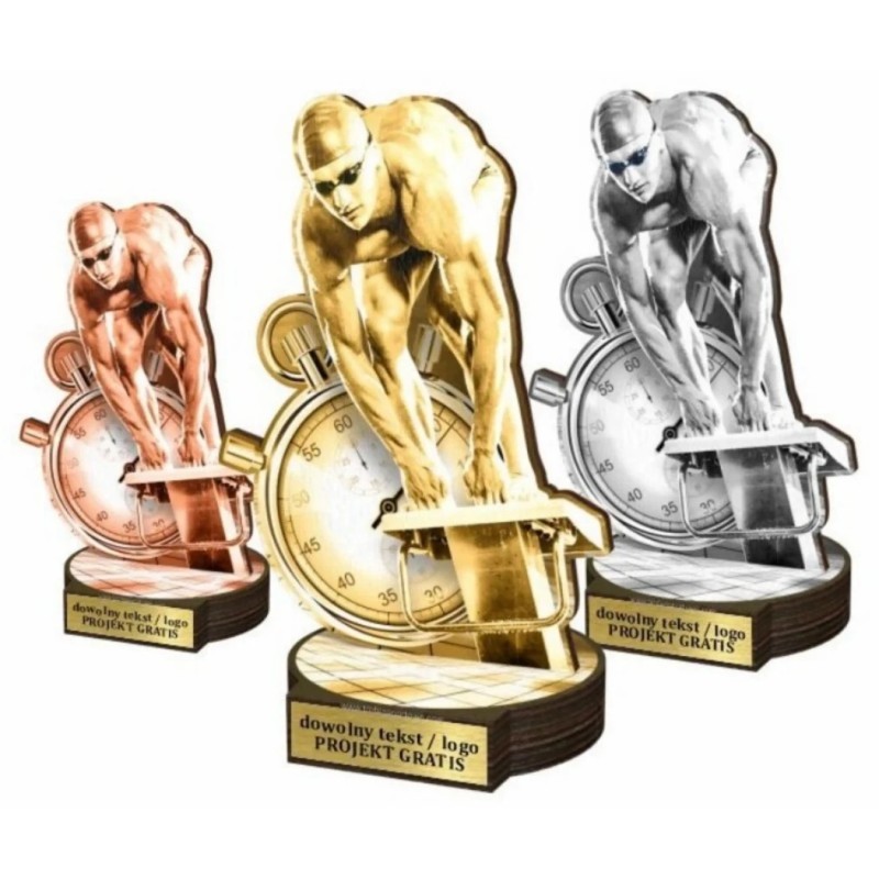 Zestaw statuetek złoto/srebro/brąz PŁYWACTWO Mężczyzn 30-25-22cm Zestaw statuetek złoto/srebro/brąz PŁYWACTWO Mężczyzn 30-25-22cm