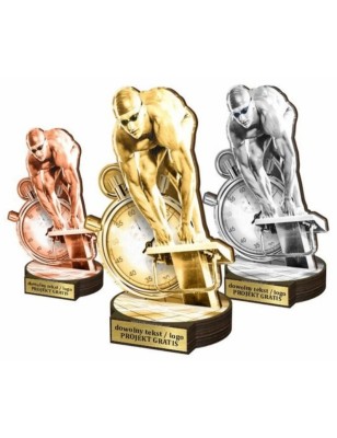 Zestaw statuetek złoto/srebro/brąz PŁYWACTWO Mężczyzn 30-25-22cm