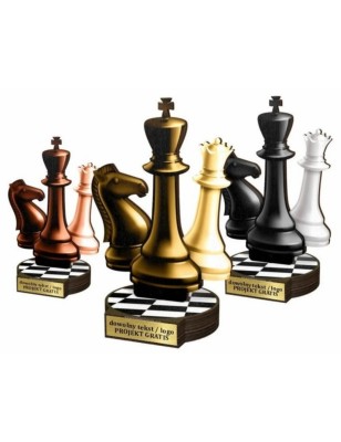 Zestaw statuetek złoto/srebro/brąz SZACHY 30-25-22cm