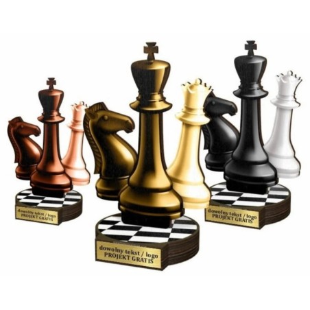 Zestaw statuetek złoto/srebro/brąz SZACHY 30-25-22cm