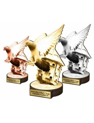 Zestaw statuetek złoto/srebro/brąz HODOWLA GOŁĘBI 30-25-22cm