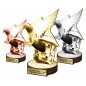 Zestaw statuetek złoto/srebro/brąz HODOWLA GOŁĘBI 30-25-22cm