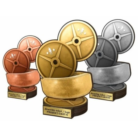 Zestaw statuetek złoto/srebro/brąz PODNOSZENIE CIĘŻARÓW 30-25-22cm