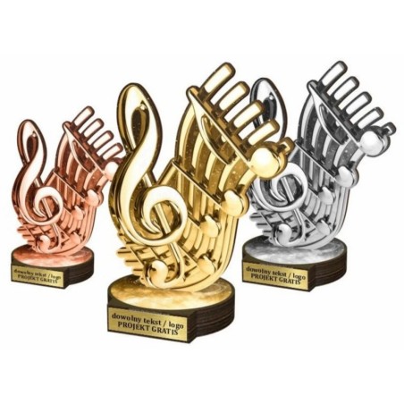 Zestaw statuetek złoto/srebro/brąz MUZYKA 30-25-22cm