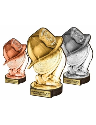 Zestaw statuetek złoto/srebro/brąz STRAŻACTWO 30-25-22cm