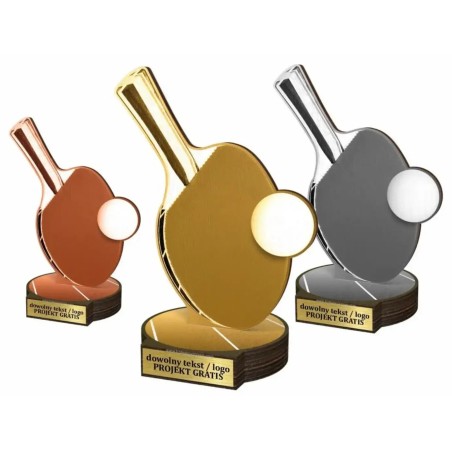 Zestaw statuetek złoto/srebro/brąz TENIS STOŁOWY 22-19-16cm