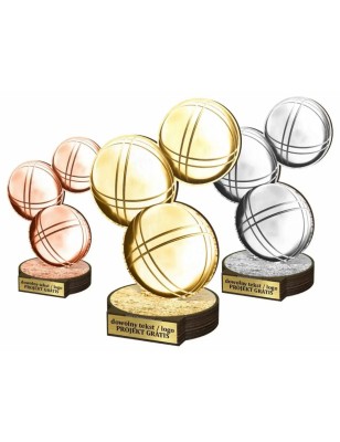 Zestaw statuetek złoto/srebro/brąz BULE Pétanque 22-19-16cm