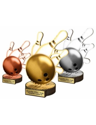 Zestaw statuetek złoto/srebro/brąz BOWLING Kręgle 22-19-16cm