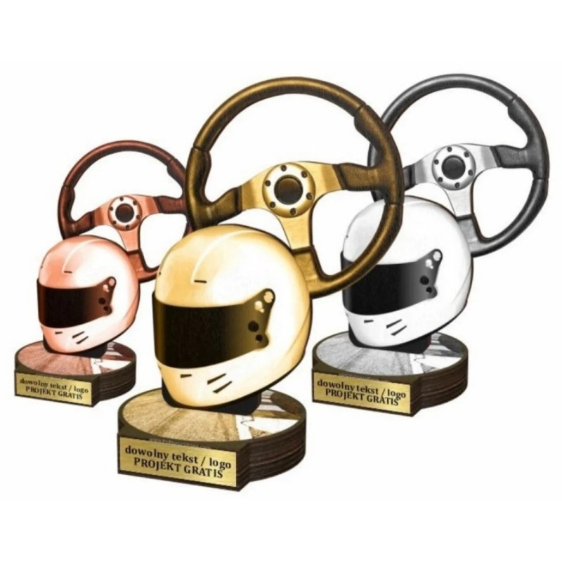 Zestaw statuetek złoto/srebro/brąz MOTOSPORT Wyścigi 22-19-16cm Zestaw statuetek złoto/srebro/brąz MOTOSPORT Wyścigi 22-19-16cm