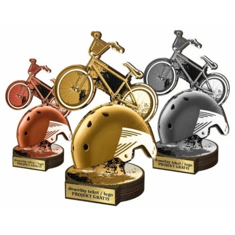 Zestaw statuetek złoto/srebro/brąz KOLARSTWO BMX 22-19-16cm Zestaw statuetek złoto/srebro/brąz KOLARSTWO BMX 22-19-16cm
