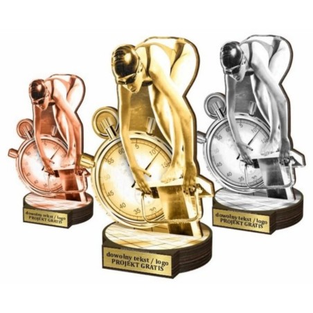 Zestaw statuetek złoto/srebro/brąz PŁYWACTWO Kobiet 22-19-16cm