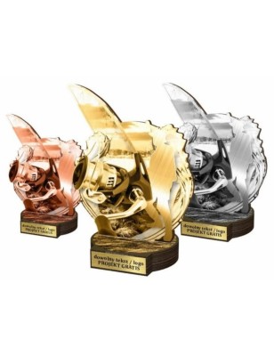 Zestaw statuetek złoto/srebro/brąz WĘDKARSTWO 22-19-16cm