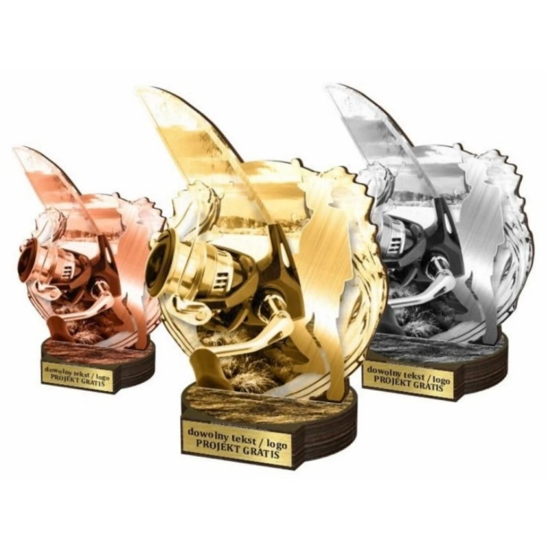 Zestaw statuetek złoto/srebro/brąz WĘDKARSTWO 22-19-16cm Zestaw statuetek złoto/srebro/brąz WĘDKARSTWO 22-19-16cm