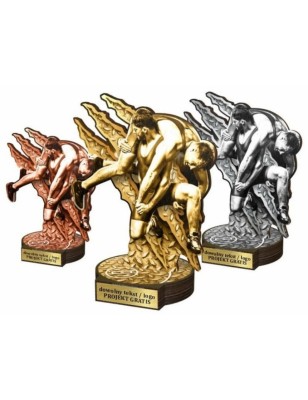 Zestaw statuetek złoto/srebro/brąz ZAPASY 22-19-16cm