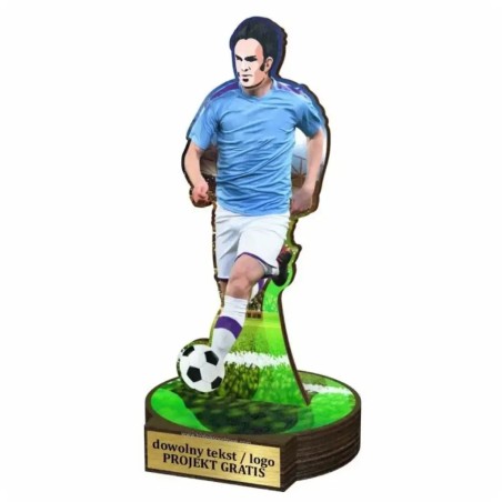 Komplet statuetek z drewna PIŁKA NOŻNA Piłkarz 30-25-22cm